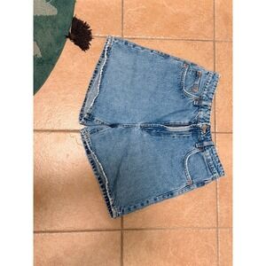 ZARA Denim Shorts Blue Wash Distressed Frayed Hem Women's Size 6
